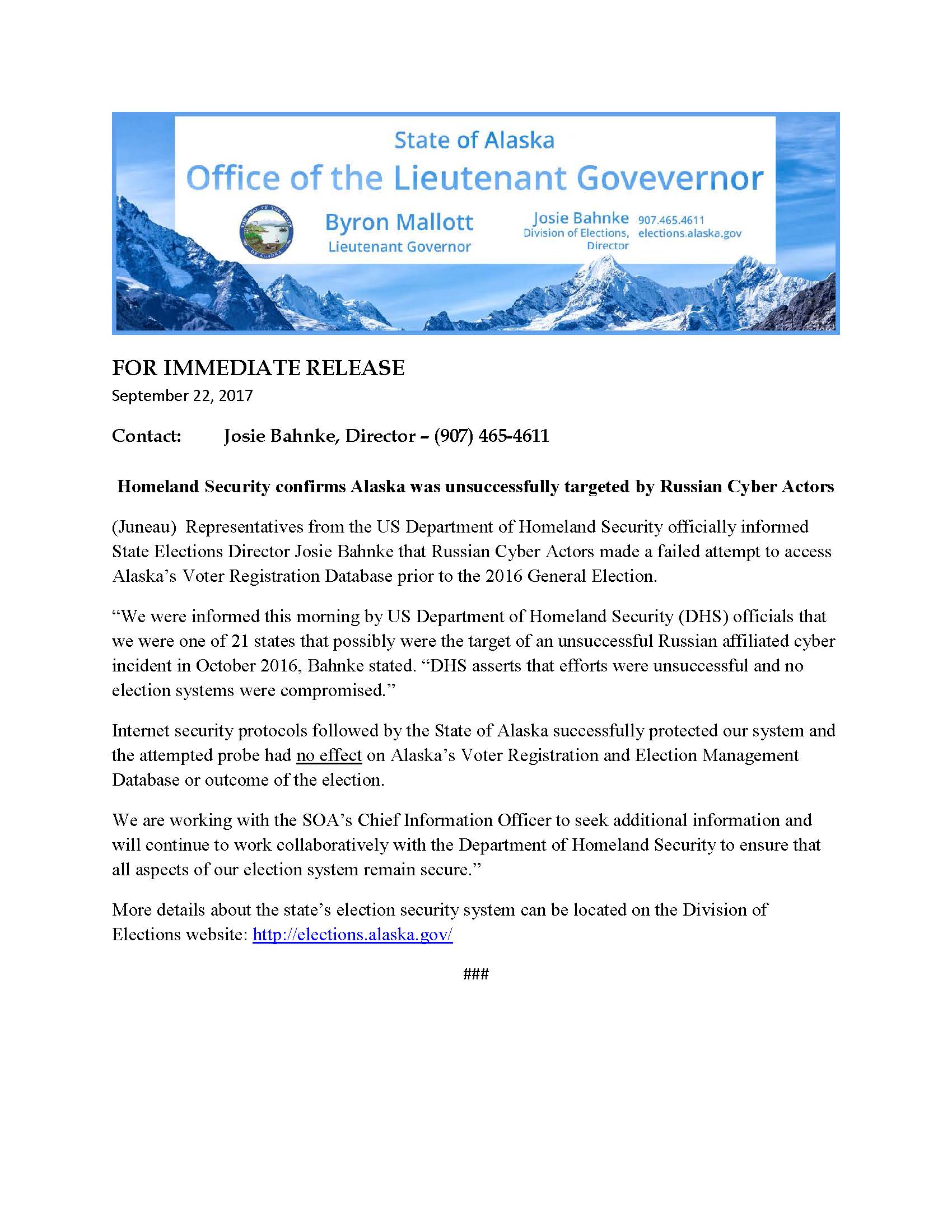 170922 FINAL DHS to DOE re Election Security